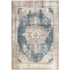 Vintage Teppich in Blau und Cremeweiß - Milan