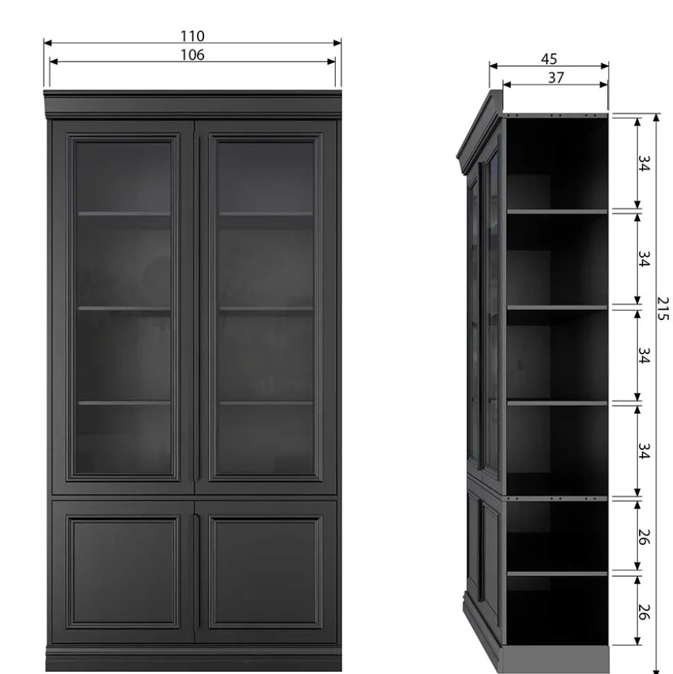 Vintage Vitrinenschrank in Schwarz - Graddos