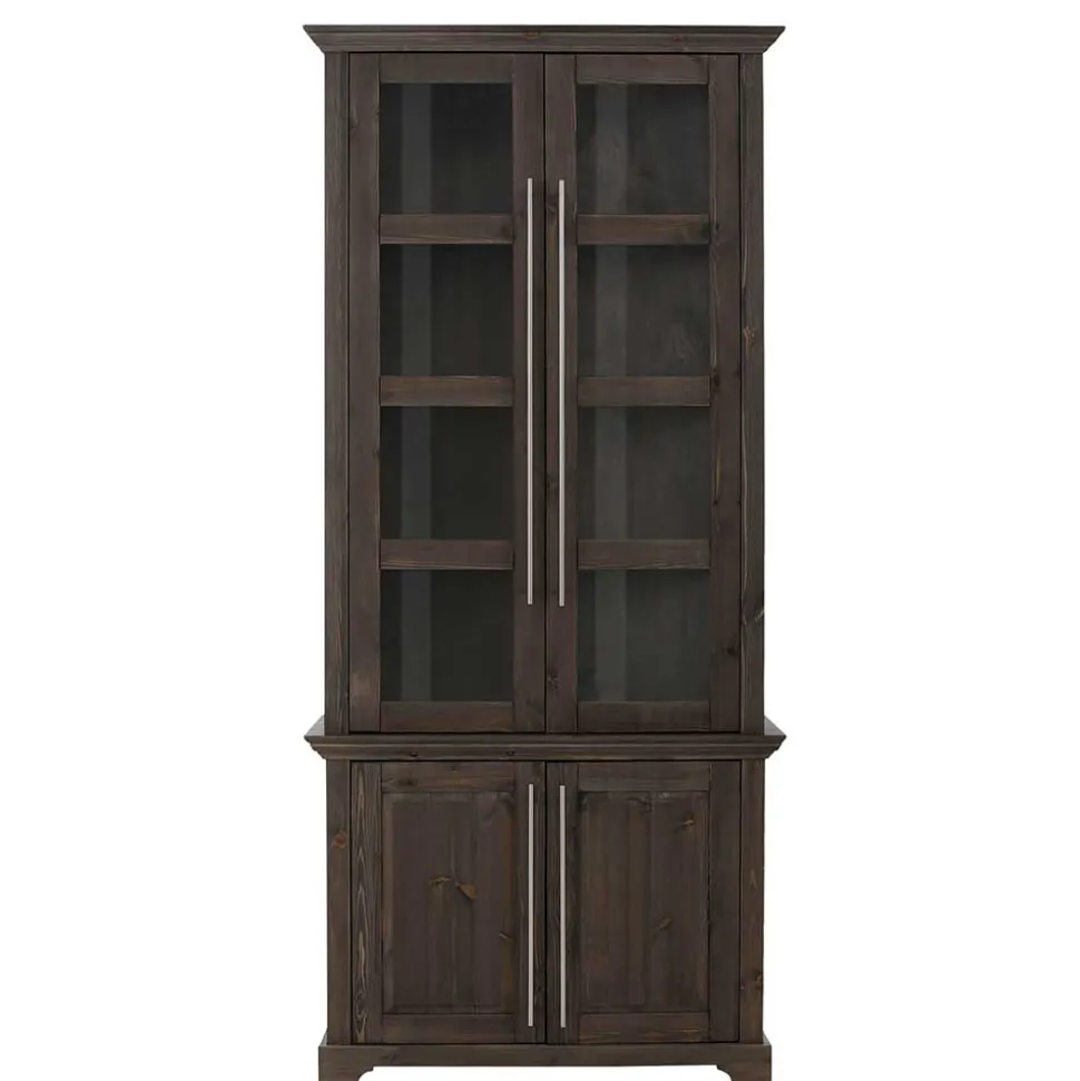 Vitrine aus dunkel lackiertem Kiefernholz - Syvila