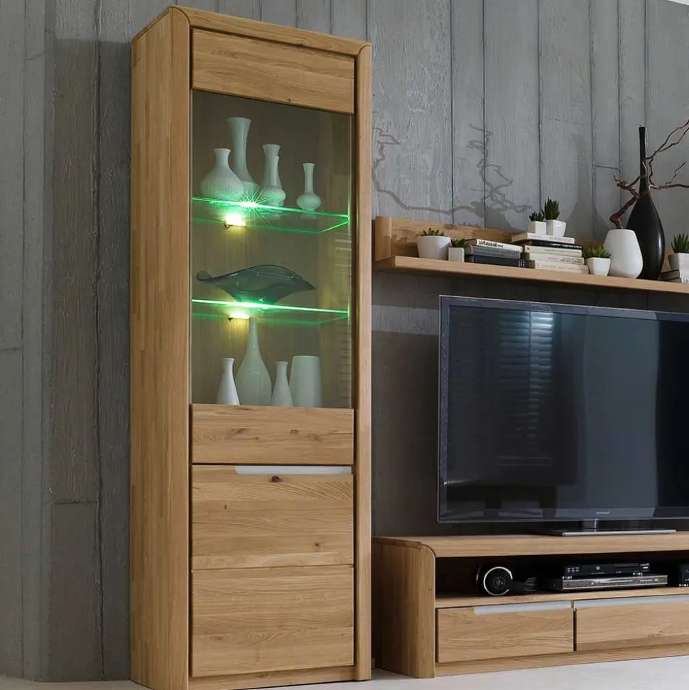 Vitrine Croconia aus Wildeiche massiv Bianco geölt