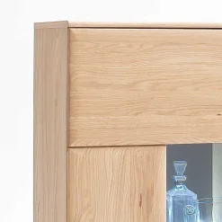 Vitrine Highboard optional mit LED Pontros Eiche Bianco teilmassiv