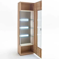Vitrine in 60cm Breite Pontros Eiche Bianco teilmassiv