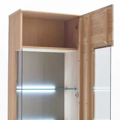Vitrine in 60cm Breite Pontros Eiche Bianco teilmassiv