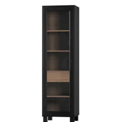 Vitrine in Schwarz & Walnuss Optik - Rabad