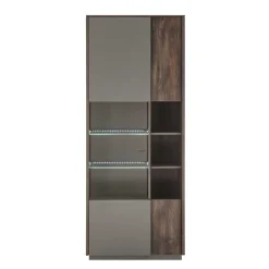 Vitrine Schrank in Anthrazit und Eiche Dunkel - Mundo