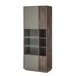 Vitrine Schrank in Anthrazit und Eiche Dunkel - Mundo