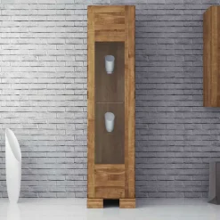 Vitrine Vaskov aus Wildeiche Massivholz