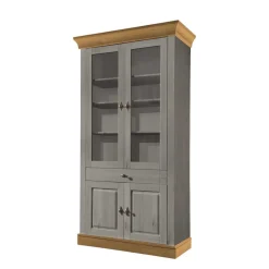 Vitrinenschrank Cempino in Grau und Natur