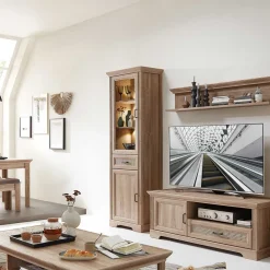 Vitrinenschrank in Eiche Optik mit LED - Barack