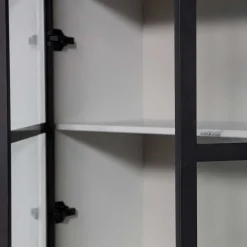 Vitrinenschrank in Hellgrau und Schwarz - Arno