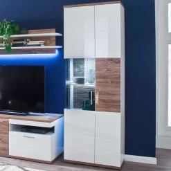 Vitrinenschrank in Hochglanz Weiß - Icadro