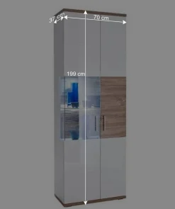 Vitrinenschrank in Hochglanz Weiß - Icadro