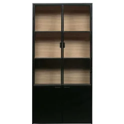 Vitrinenschrank in Kiefer und Schwarz - Angoro