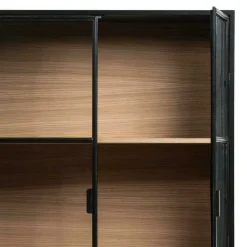 Vitrinenschrank in Kiefer und Schwarz - Angoro