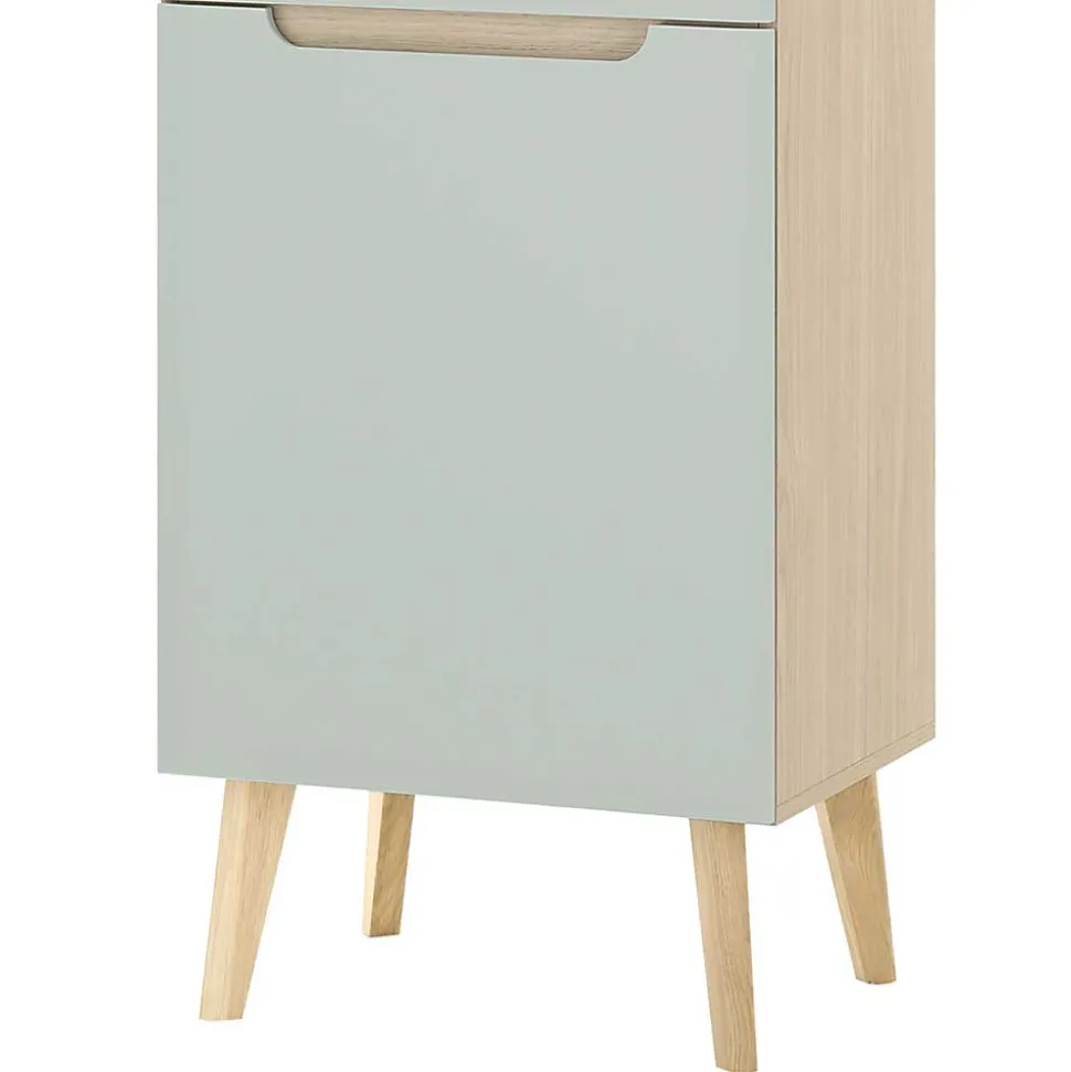 Vitrinenschrank in Mintgrün und Eiche - Armina