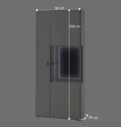 Vitrinenschrank in Weiß & Anthrazit - Hazime