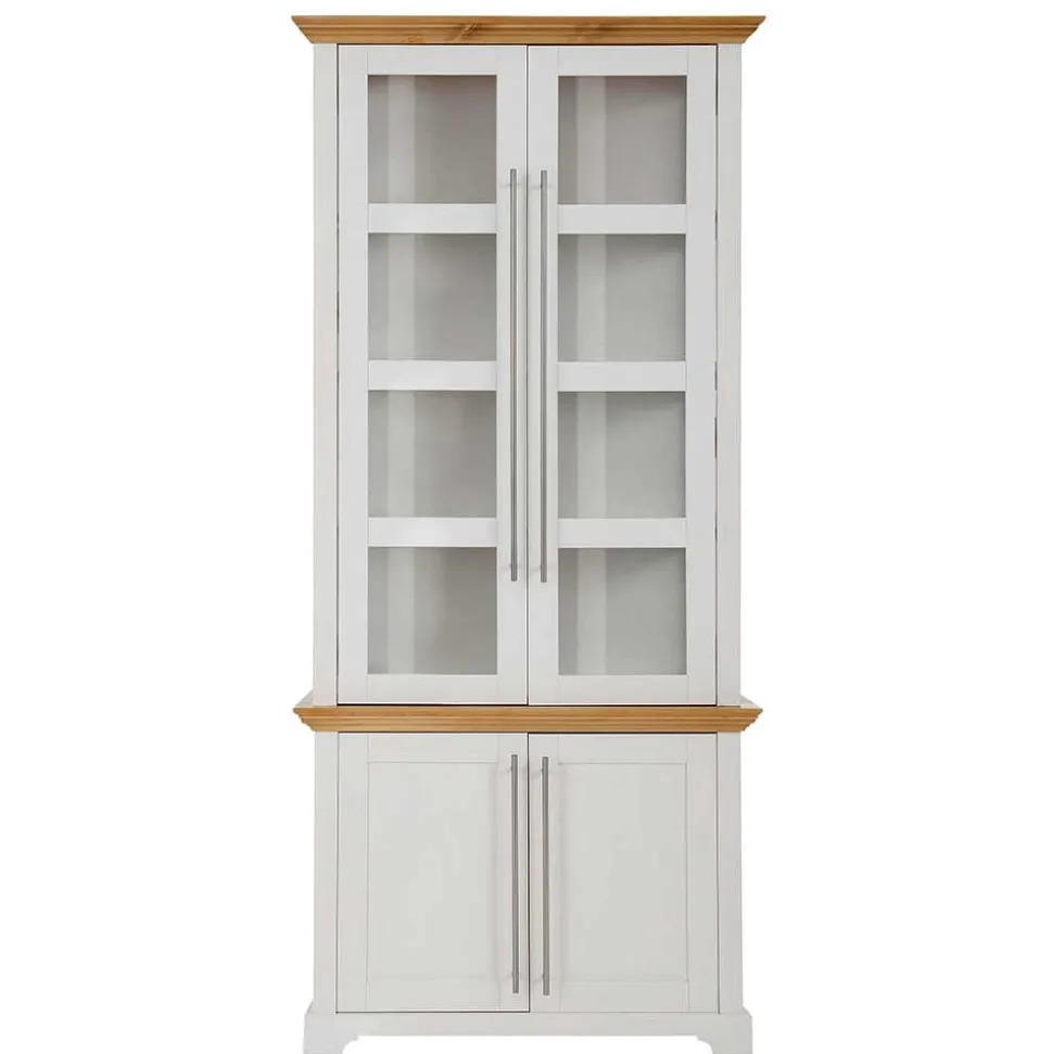 Vitrinenschrank in Weiß mit Honig - Eyzaco