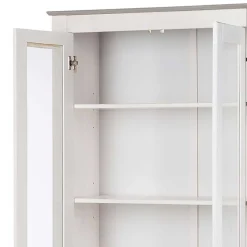 Vitrinenschrank in Weiß mit Grau - Lucasario