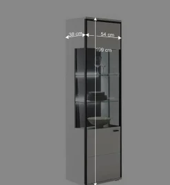 Vitrinenschrank in Weiß und Schwarzgrau - Loazin