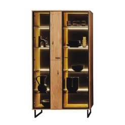 Vitrinenschrank in Wildeiche & Anthrazit - Flacona