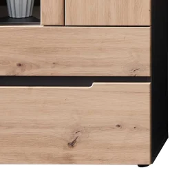 Vitrinenschrank in Wildeiche mit Grau - Kuetra