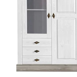 Vitrinenschrank Mirandesca in Weiß mit Grau