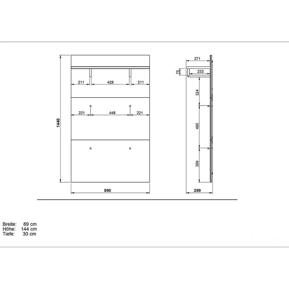 Wand Garderobenpaneel in Weiß & Eiche - Reestyl