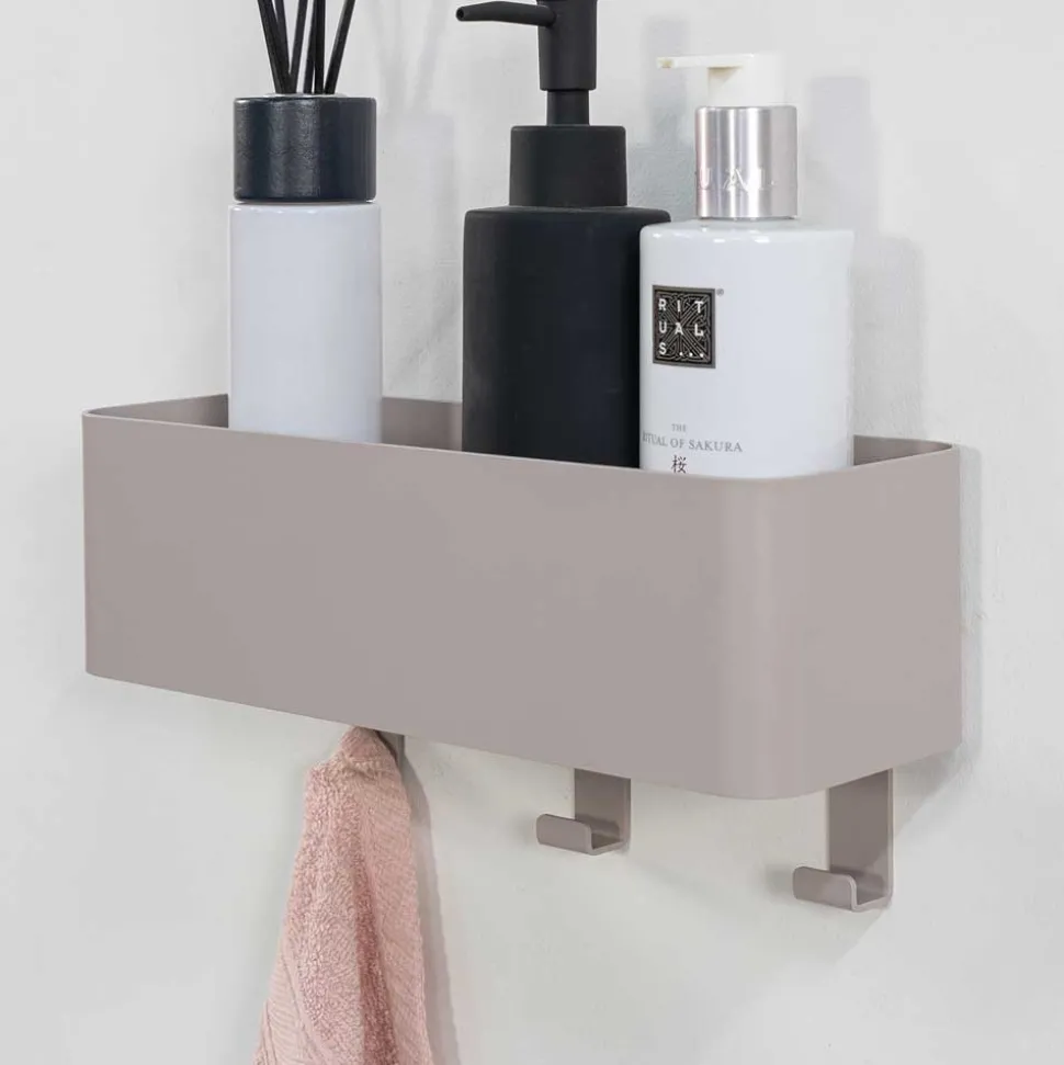 Wandablage mit drei Haken in Taupe - Davio