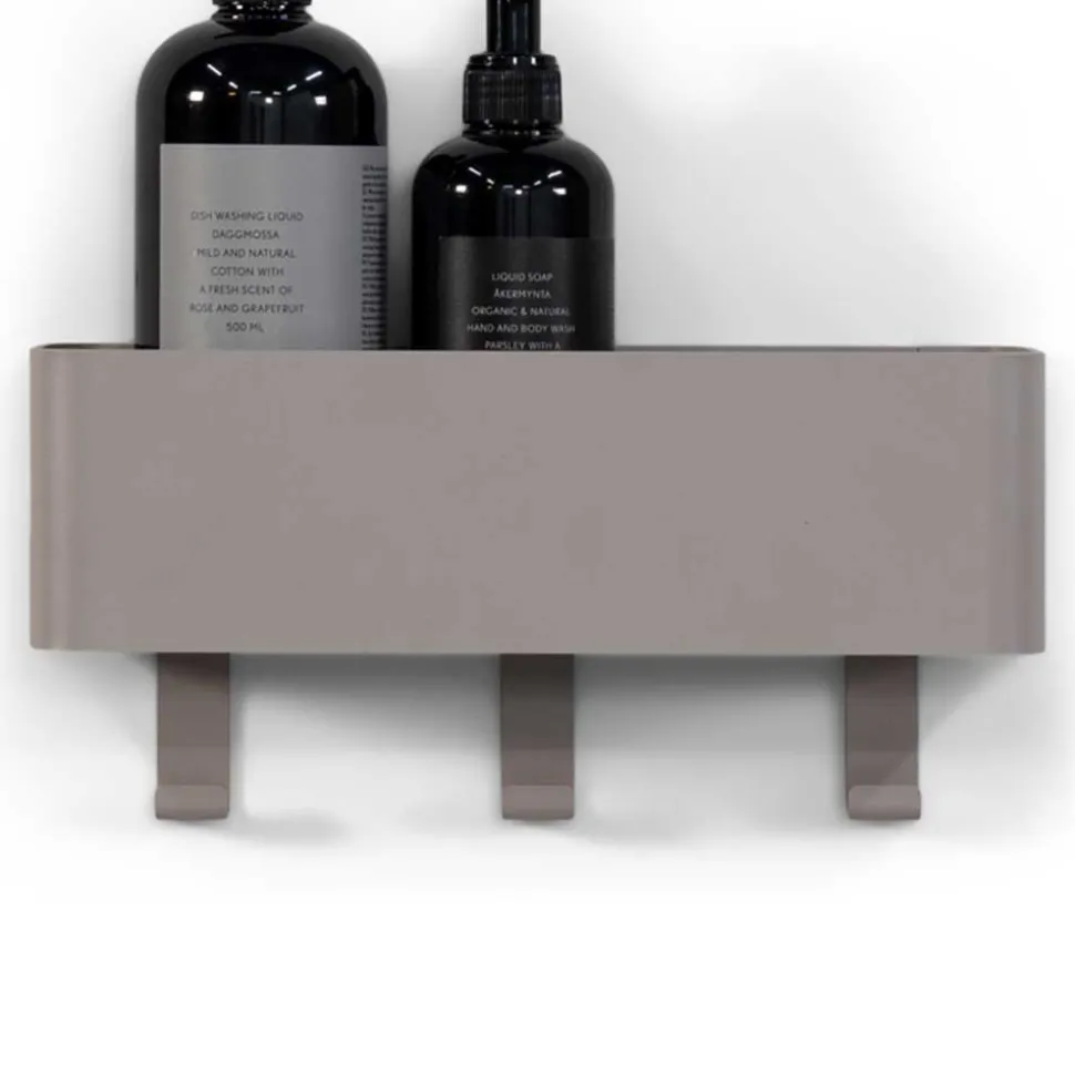 Wandablage mit drei Haken in Taupe - Davio