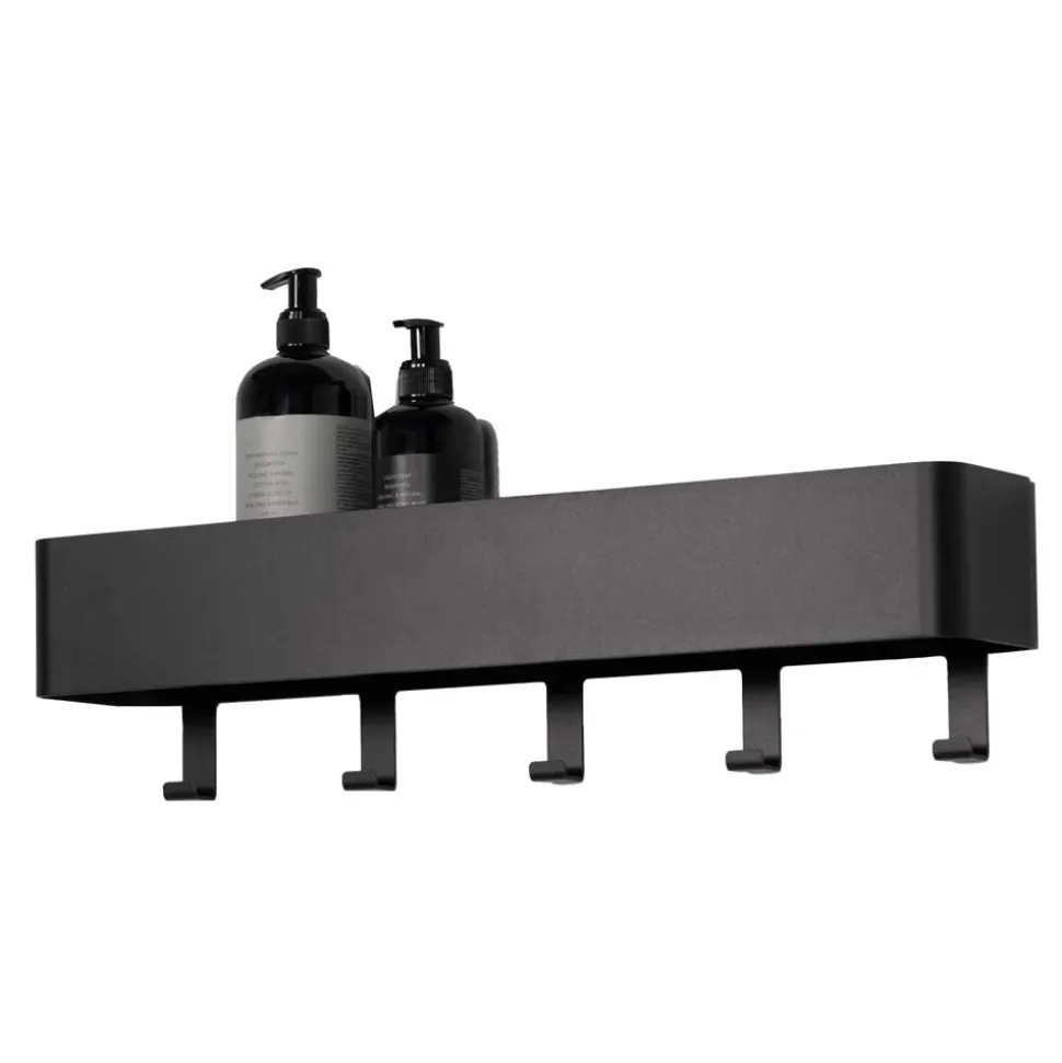 Wandablage mit Haken in Schwarz - Straits