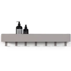 Wandablage mit Hakenleiste in Taupe - Suennas