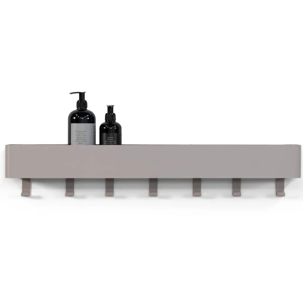 Wandablage mit Hakenleiste in Taupe - Suennas