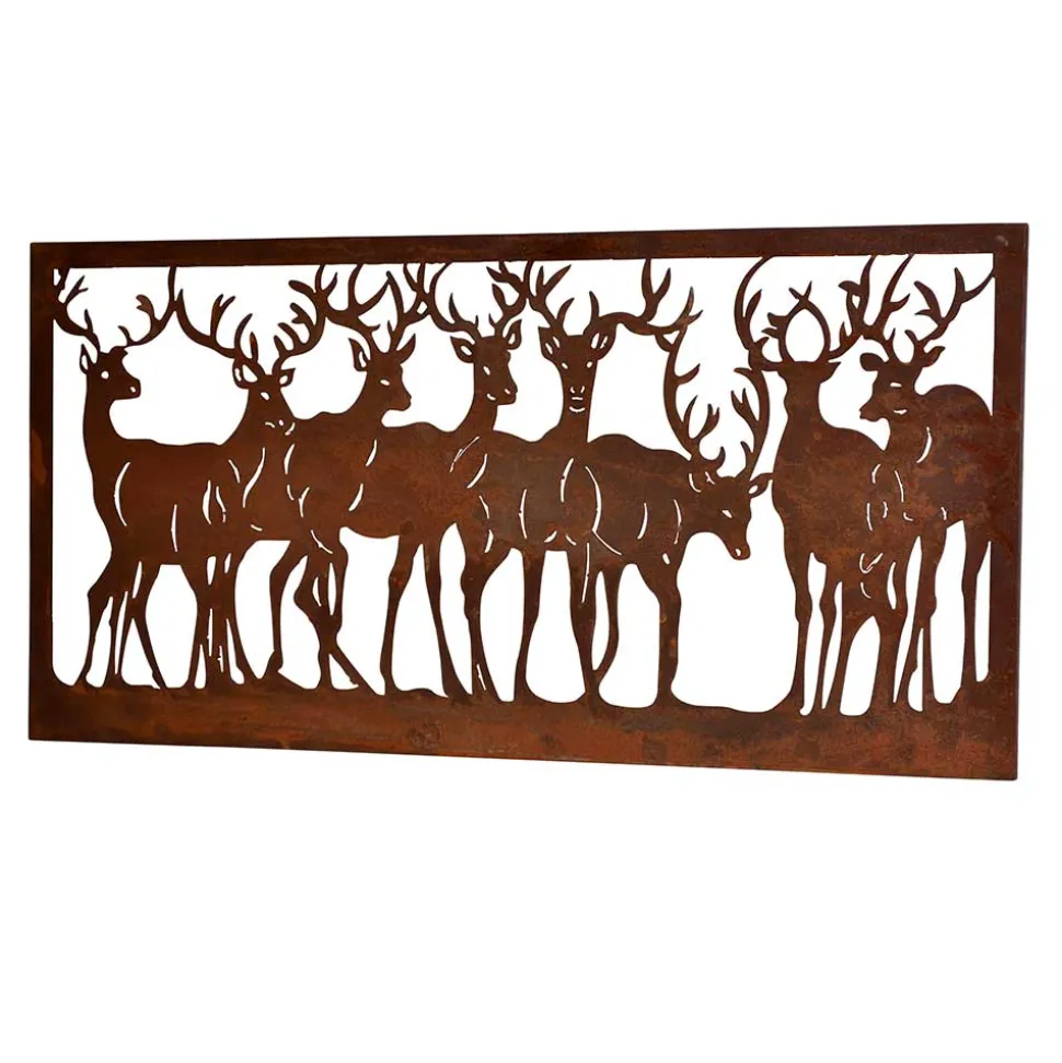 Wandbild Hirsch Silhouetten Rost Look - Chadey