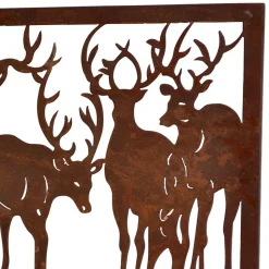 Wandbild Hirsch Silhouetten Rost Look - Chadey