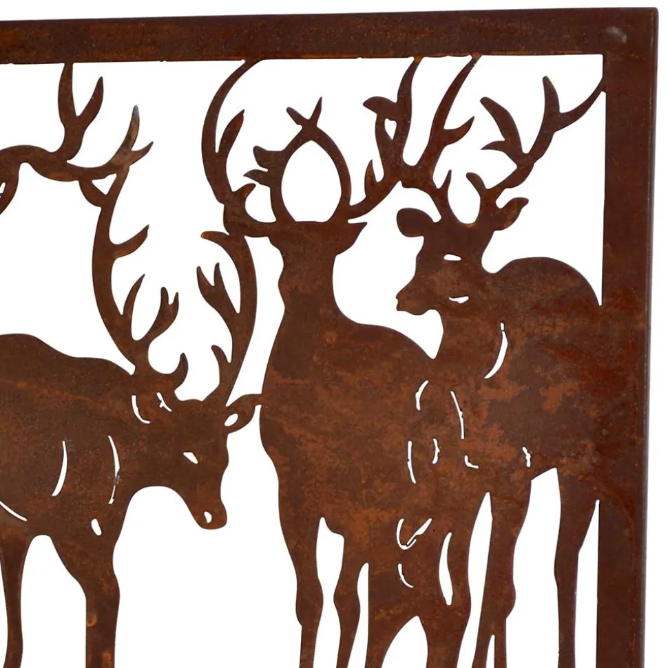 Wandbild Hirsch Silhouetten Rost Look - Chadey