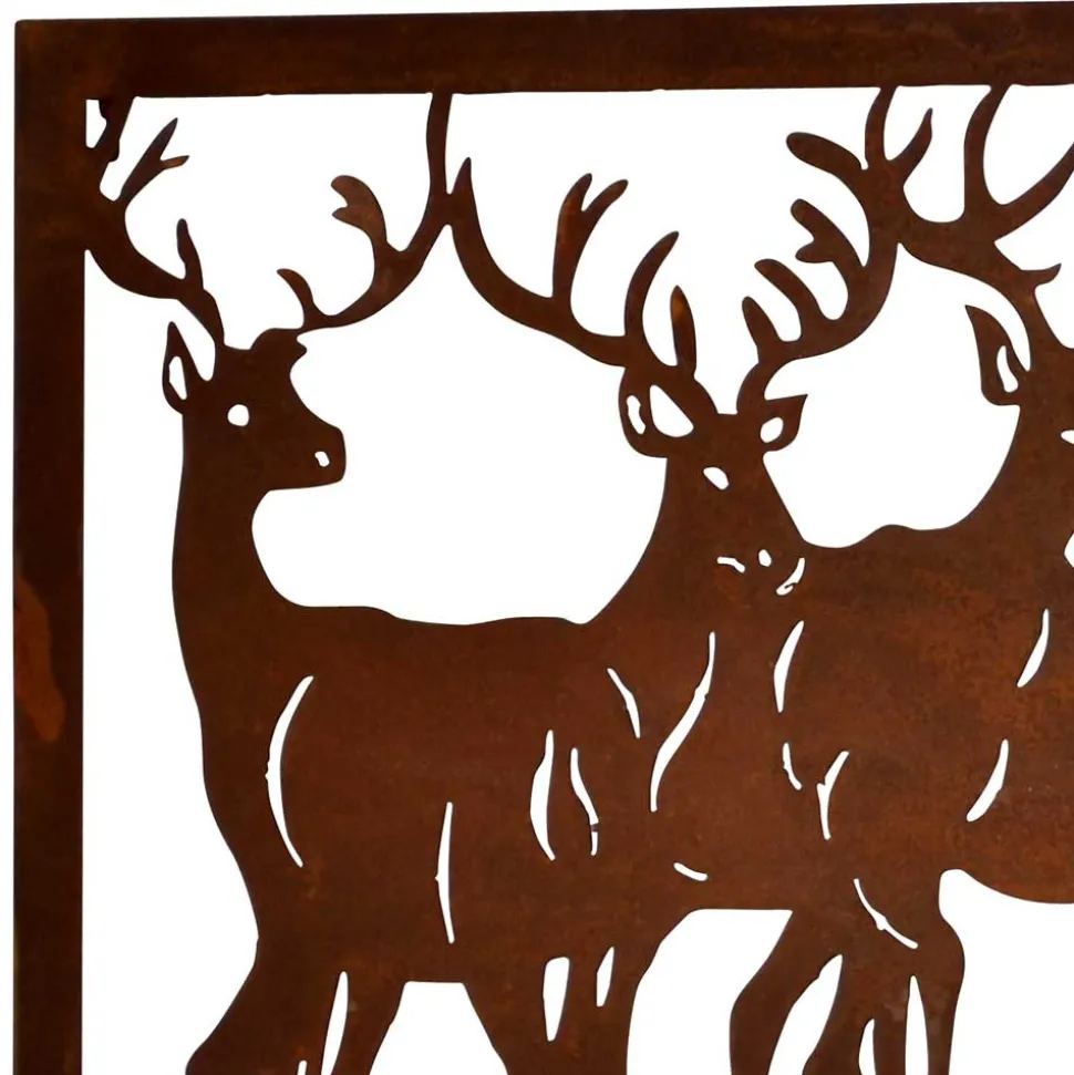 Wandbild Hirsch Silhouetten Rost Look - Chadey