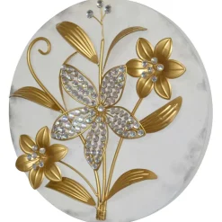 Wanddeko Lillie in Cremeweiß und Gold - Razepta