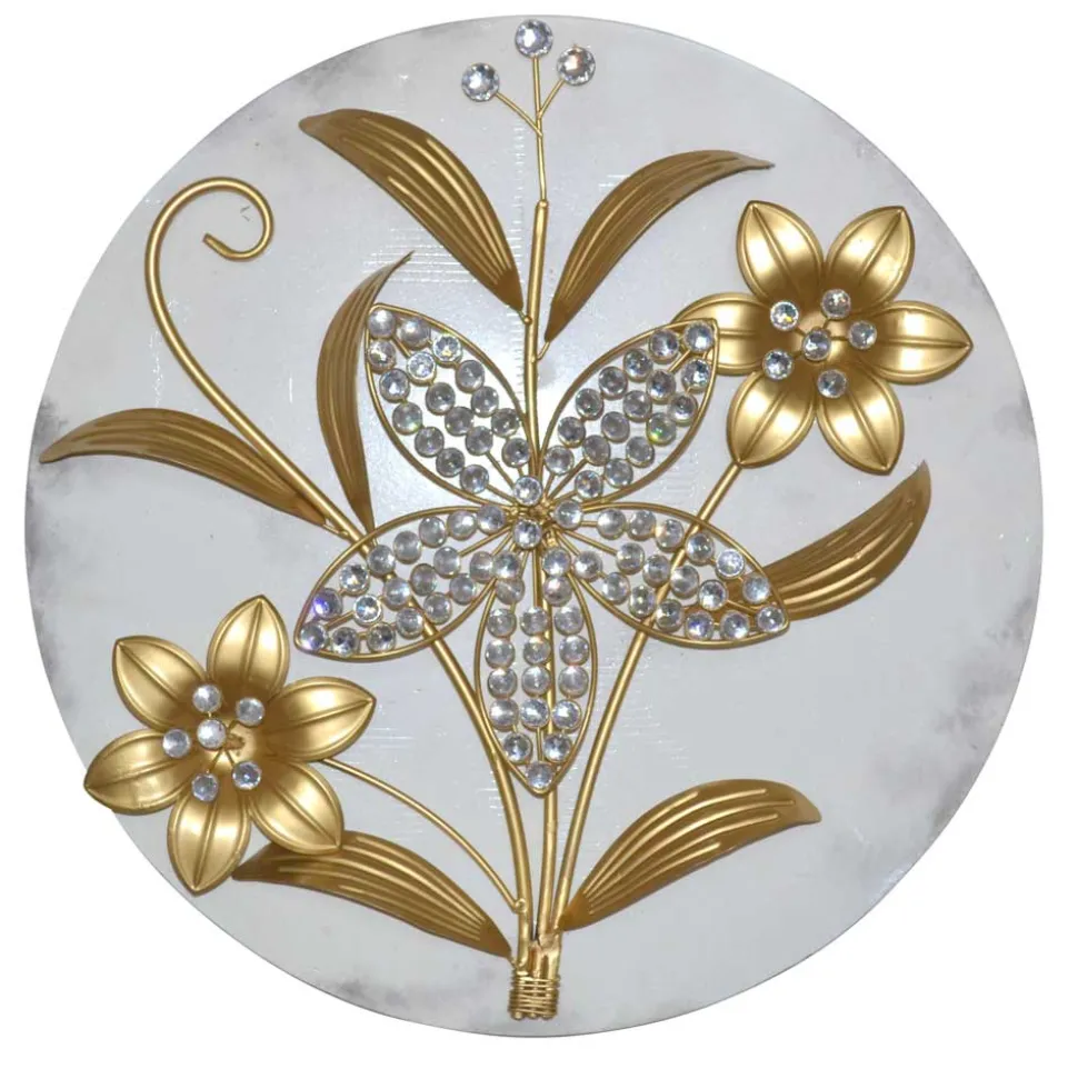 Wanddeko Lillie in Cremeweiß und Gold - Razepta