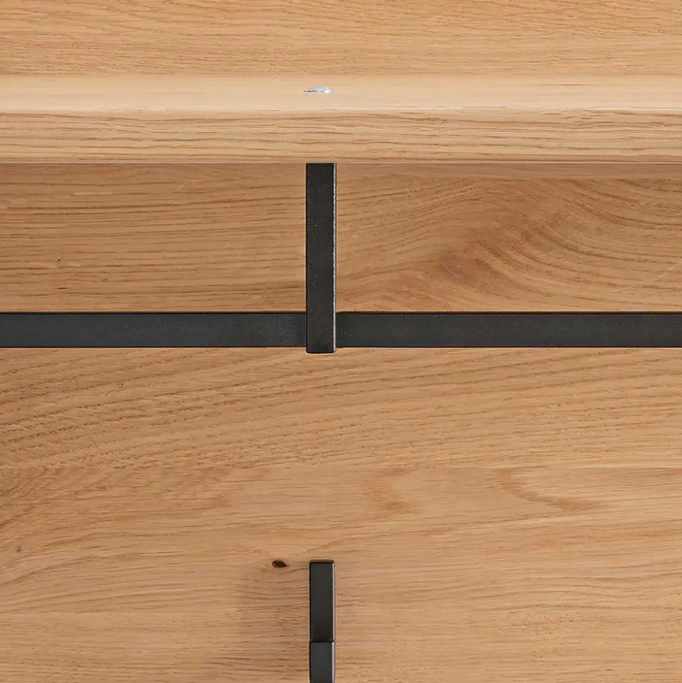 Wandgarderobe aus Asteiche Massivholz und Metall - Zonga