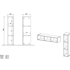 Wandregal in Grau mit drei Fächern - Suzanas