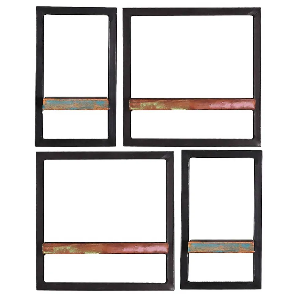 Wandregal Kombi aus Altholz bunt - Jamaica (vierteilig)