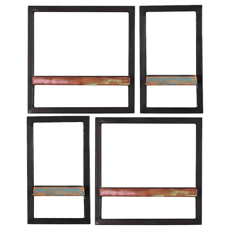 Wandregal Kombi aus Altholz bunt - Jamaica (vierteilig)