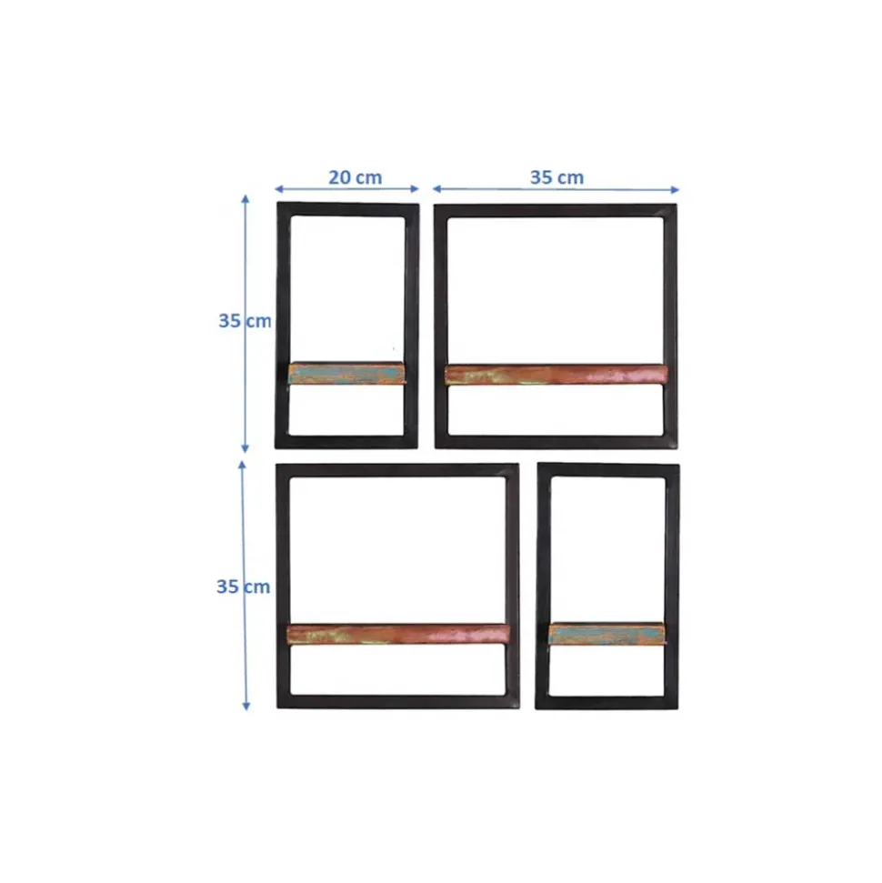 Wandregal Kombi aus Altholz bunt - Jamaica (vierteilig)