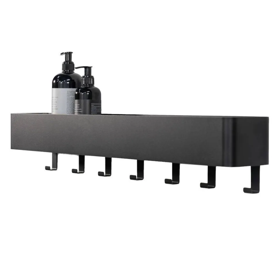 Wandregal mit Haken aus schwarzem Stahl - Romance