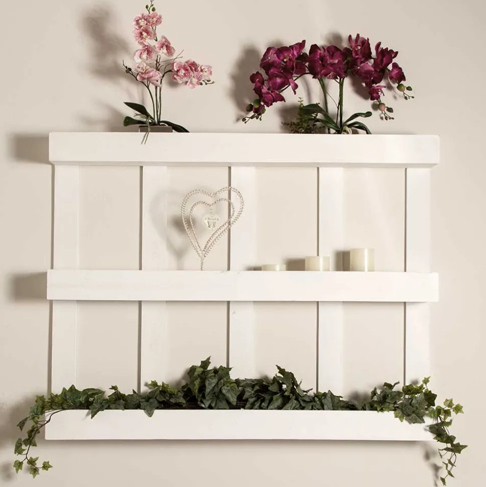 Wandregal Paletten Design in Weiß - Rivaso