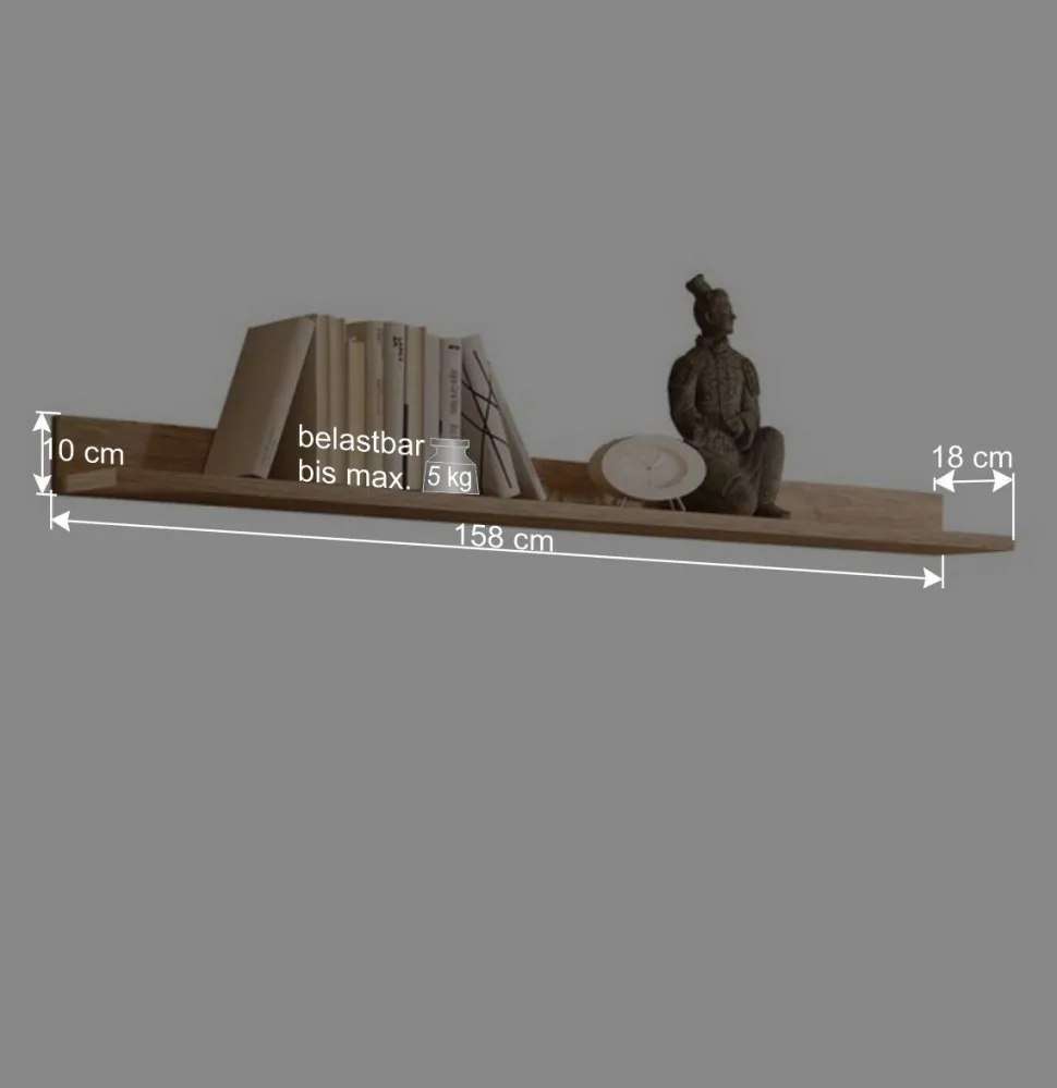 Wandregal Rodonda in Eiche