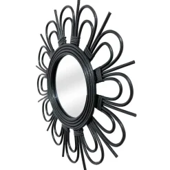 Wandspiegel mit schwarzem Rattanrahmen - Mellama