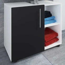 Waschbecken Badschrank in Weiß Schwarz - Cranies