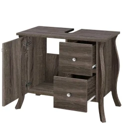 Waschbeckenunterschrank in Eiche Grau Holz Dekor - Fionora