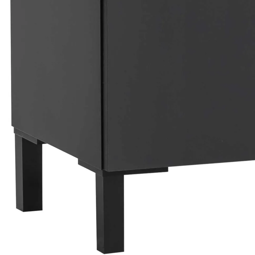 Waschbeckenunterschrank in Schwarz mit Wildeiche Dekor - Riguna